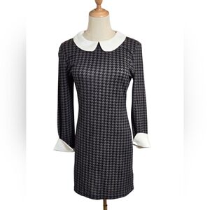 Fun 2 Fun Black and Grey Houndstooth Wednesday Adams Dress